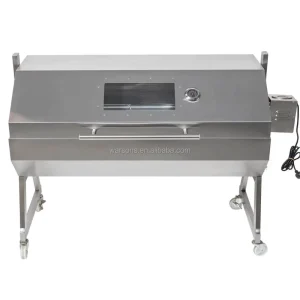 1200 mm Hooded Spartan Spit Roaster Stainless Steel Charcoal Grill with Viewing Window