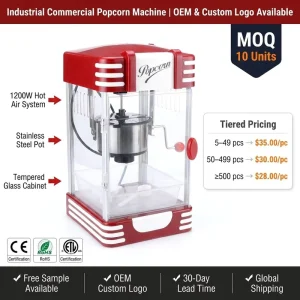 1200W Commercial Hot Air Popcorn Machine Stainless Steel Electric Popcorn Maker for Cinema Hotel Theater