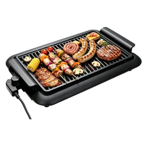 1200W Indoor Electric Grill Detachable Plate Non-Stick Cooking Surface Meat Smokeless Roaster Fast Heating BBQ Grill EG004
