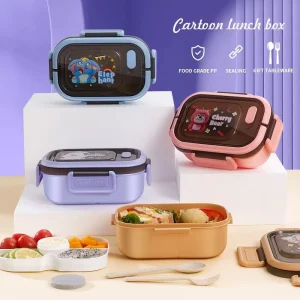 1200ml Eco Friendly PP Easy Carry Sandwich Kids Free Plastic Bento Tiffin Lunch Box With 3 Compartments