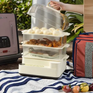12L 1000W Home 3 Layer Vegetable Steam Cooker Kitchen Rice Corn Electric Food Steamer