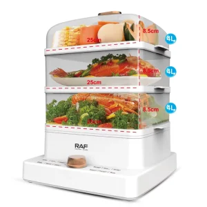 12L 1200W Home 3 Layer Vegetable Steam Cooker Kitchen Rice Corn Electric Food Steamer