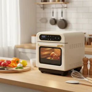 12L Digital Control Air Fryer Oven 1200W Stainless Steel 6 Functions Viewing Window Nonstick Interior Countertop Baking