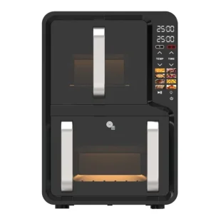 12L Double Air Fryer Grill Dual Zone Fryer Oven 2800W High Power Black Air Oven with Double Big Windows