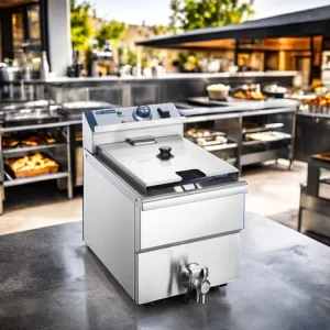12L Electric Fryer with Drain Tap Large Capacity Stainless Steel Chicken Deep Fryer Machine