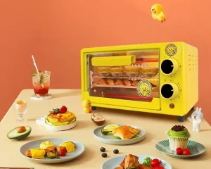12L Little Yellow Duck Multifunctional Electric Oven Mini Small Timing Oven for Home Baking Car RV Toasting Metal Housing