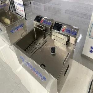 12L+12L Deep Fryer Commercial Small Electric Deep Fryer Thermostat Stainless Steel Machine with Griller