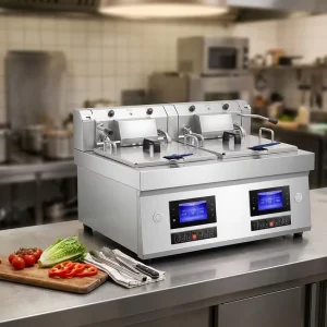 12L+12L Stainless Steel SUS201 Electric Deep Fryer 9000W Independent Basket Removable Tank Commercial Grade 380V