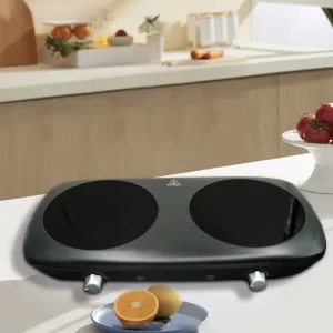 1300W Commercial Electric Double Hot Plate Temperature Control 2 Burners Portable for Outdoor Household Car Use 220-240V