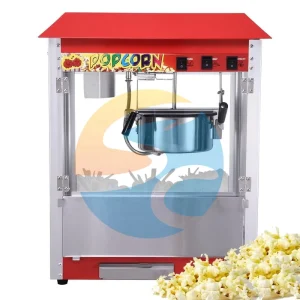 1300W Commercial Electric Popcorn Maker 8oz Red Non Stick Coating Automatic for Bakery Use