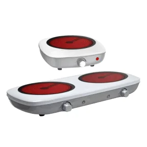 1300W Double Burner Electric Hot Plate Black Crystal Panel Infrared Cooker