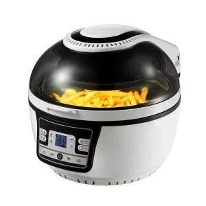 1300W Large 10L Dual Basket Air Fryer Oven with 360 Rotation Stainless Steel Design for Family Cooking
