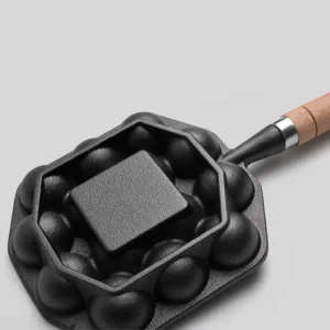 14 Hole Cast Iron Takoyaki Skillet Japanese Pancake Maker Egg Frying Pan Gas Grill Induction Compatible