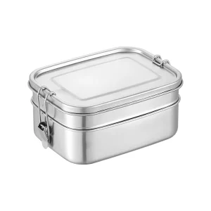 1400/1900ml Stainless Steel Double-Layer Leakproof Bento Box with Heatable Design for Camping & Kitchen Use
