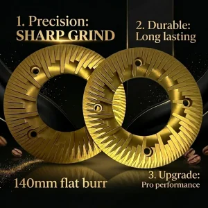 140mm TiN Titanium Coated Coffee Grinder Flat Burr Replacement for Industrial and Compak R140 Grinders