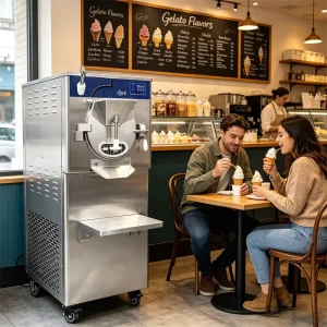 14L Tank Fast Cooled Frozen Custard Hard Ice Cream Maker Adjustable Overrun Batch Freezer Gelato Machine Refrigeration Milk