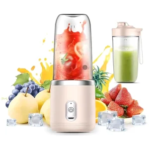 14OZ Electric USB Fruit Blender Cup for Home 6 Blades Vegetable Juicer Cup Rechargeable Portable Mini Juicer Blender for Travel