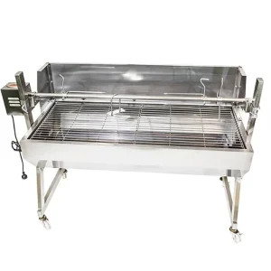 1500 Spit Roaster With Windshield Stainless Steel Heavy Duty BBQ Rotisserie