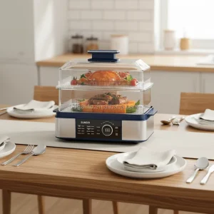 1500W 12-Quart Electric Steamer Stackable 1-3 Layers Digital Control Stainless Steel BPA-Free Electric Steamer
