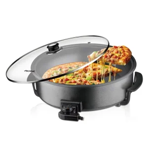 1500W Electric Pizza Pan with Nonstick Coating and Large Capacity for Fast Family Meals