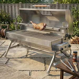 1500mm Gas Spit Rotisserie Roaster with Hooded Grill for Chickens Lamb Pig Roasting