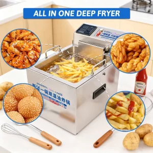 15L Commercial Electric Fryer Commercial Small Electric Deep Fryer Thermostat Stainless Steel Machine with Griller