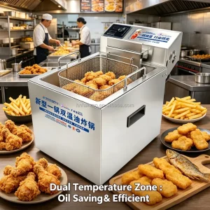 15L Commercial Fryer Commercial Small Electric Deep Fryer Thermostat Stainless Steel Machine with Griller
