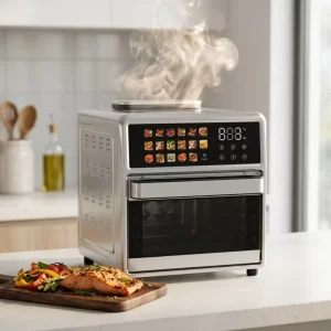 15L Digital Steam Air Fryer Oven Smart 3 in 1 Oil Free Fryer with Large Color Screen & Multi Preset Cooking Menus