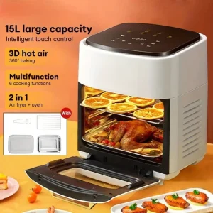 15L Large Capacity Kitchen Household Air Fryer Smart Digital Display Household Oven Multi-functional Oil-free Air Fryer Oven
