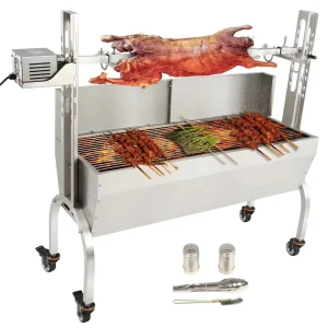 15W 50W 132LBS Charcoal Barbecue Rotisserie Heavy Duty Outdoor Roaster Spit Rotisserie BBQ Grill Pig Lamb Chicken Roaster