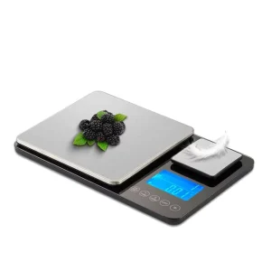 15kg 500g Dual Platforms High Precision Digital Kitchen Scale with Two LCD Displays Battery Powered Auto Shut Off