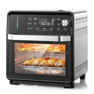 16 Qt Combi Steam Air Fryer Oven with Steam Moisture Toast Function 50 450°F Temperature Adjustable 120 Preset Programmable