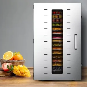 16 Tier Tray Food Dehydrator with Adjustable Temperature Electric Stainless Steel Food Dryer for Jerky and Dried Fruit