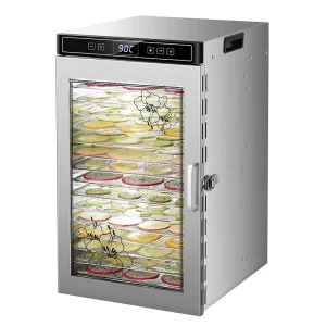 16 Trays Electric Food Grade Stainless Steel Food Dehydrator Copper Motor Commercial Use Snacks Dehydration Dryer Fruit