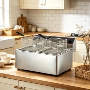 16L Commercial Counter Top Stainless Steel Electric Double Tank Double Basket Chips Deep Fryer Long Service Life