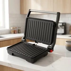 180 Degree Open 2 Slice Panini Grill Versatile Sandwich Maker with Non Stick Plate Temperature Control Portable Electric Grill