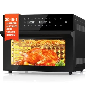 1800W Digital Display Air Fryer Oven 30L Capacity 18 Preset Menus Stainless Steel Rotisserie Rotation Basket Barbque Gril Oil
