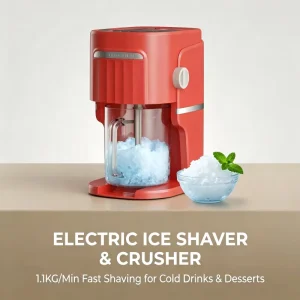 1L Fully Automatic Electric Ice Shaver with Mechanical Control for Sundaes Slushies & Cocktails 30W Household Use