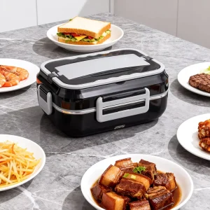 1L Heated Lunch Box Capacity 110V 220V 12V 24V Single Layer Portable Electric Lunch Box Stainless Steel