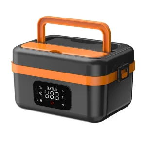 1L USB Battery Powered Electric Heating Stainless Steel and Plastic Lunch Box for Office Home Car Outdoor Use Food Warm Storage