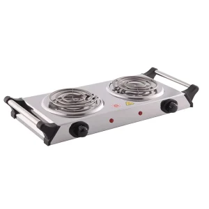 2*1000W Durable Double Burner Stove for Cooking Stainless Steel Hot Plate Camping Coil Hotplate