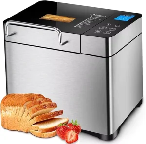 2 LB Stainless Steel Bread Maker Machine with 25 Smart Cooking Programs