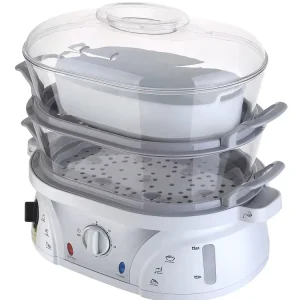 2 Layer Multi Foldable Electric Food Steamer Fast Cooking Steamer Can Steam Vegetables Fish Rice