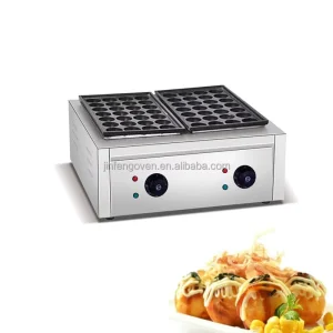 2 Plate Stainless Steel Gas Electric Takoyaki Maker 220V Automatic Takoyaki Machine New Condition