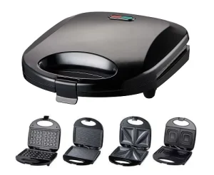 2 Slice 750W Electric Sandwich Maker Waffle Maker Panini Grill with Fixed Plate