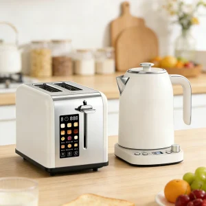 2-Slice Stainless Steel Bread Toaster Large Digital Temperature Control App-Controlled Electric Kettle for Household Use