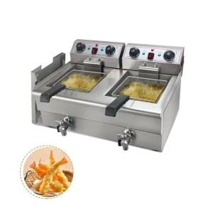2 Tank Electric Fryer with Basket Fast Food Shop Electric Fryer Stainless Steel Deep Fryers 13L+13L