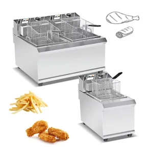 2-Tank and 2-Basket Commercial Small Electric Deep Fryer with Stainless Steel 8L Capacity 5600W Power