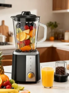 2 in 1 1.5L Glass Plastic Blender Juicer Speed Adjustable Electric Food Mixer Blender Smoothie Maker