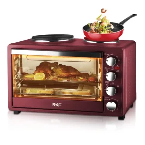 2 in 1 40L Kitchen Appliances Electric Air Fryer Toaster Oven with Hot Plates Visual Door red black